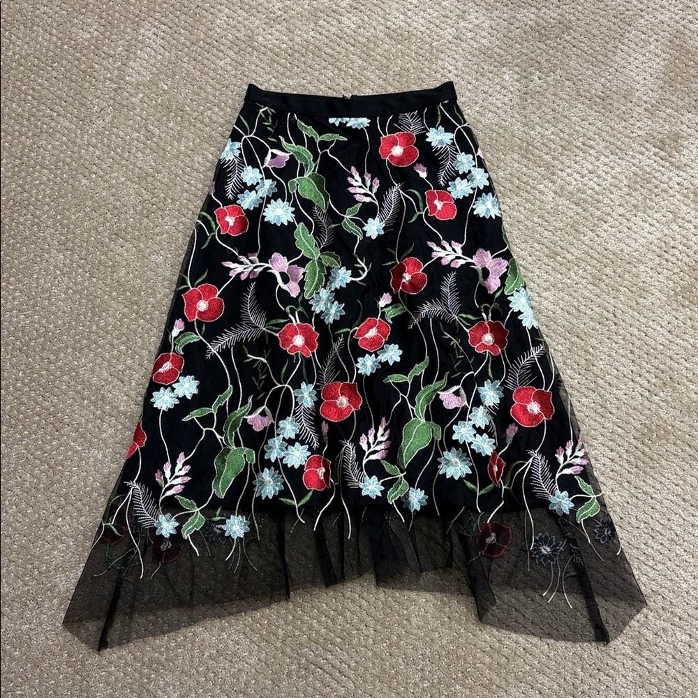 Eva Franco Classic Black Skirt Embroidery